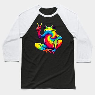 Cute Tie-Dye Cool Frog Peace Sign Animal Frog Baseball T-Shirt